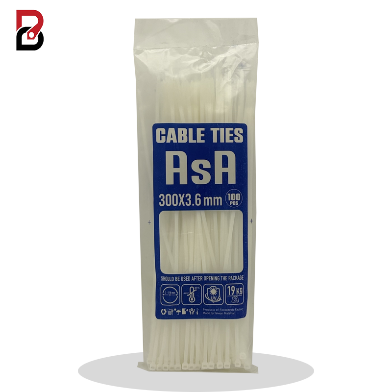 بست کمربندی آسا سایز 3.6×30 رنگ سفید و مشکی